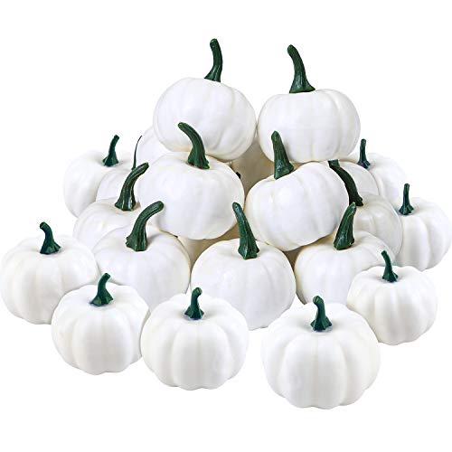 White Mini Artificial Pumpkins 36 Pack Fall Harvest Decor for Home & Parties