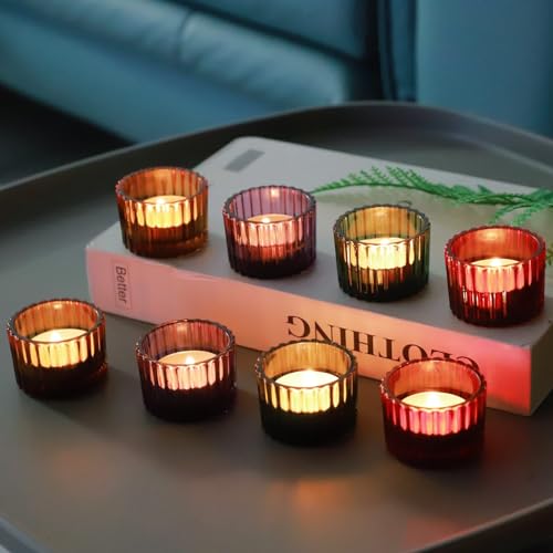 Multicolor Votive Candle Holders Set of 24 - Elegant Glass Centerpiece Decor