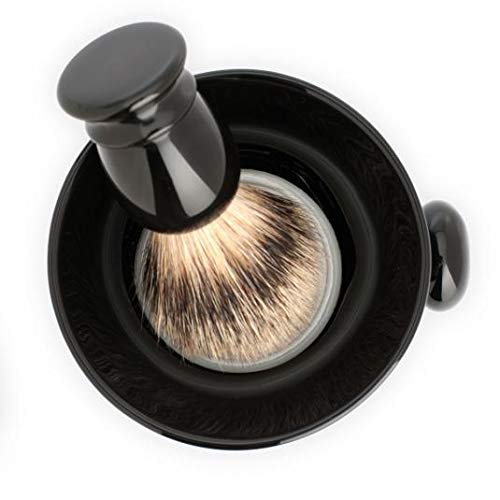 MÜHLE Black Porcelain Platinum Rim Shaving Mug – Shave Dish Accessory for Soaps and Creams, Modern Black Design