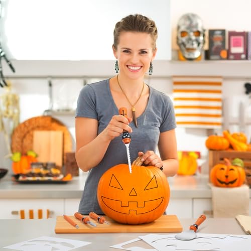 13-Piece Halloween Pumpkin Carving Kit with Stencils - Heavy Duty Stainless Steel Tools
