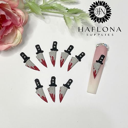 Halloween Fake Knife Nail Charms - 10PC Blood Knife Handmade Nail Art Accessories - KniHalloween-10Pcs