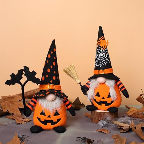 Halloween Plush Gnomes Decorations Set of 2 - Pumpkin Variation