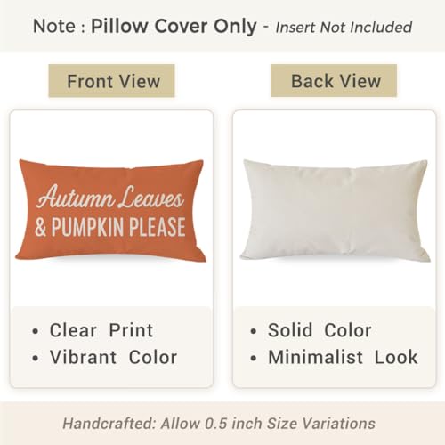 Pumpkin Orange Fall Throw Pillow Cover 12x20 Inch - Autumn Decor