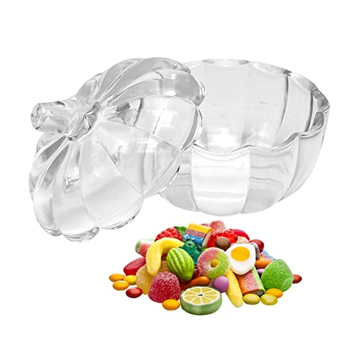 Glass Pumpkin Candy Jar with Lid - Halloween Decor, 750ml Food Storage Container