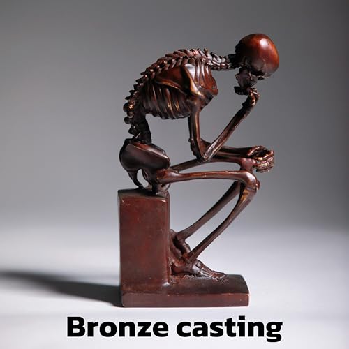 Bronze Skeleton Thinker Sculpture Halloween Halloween Art Home Decor