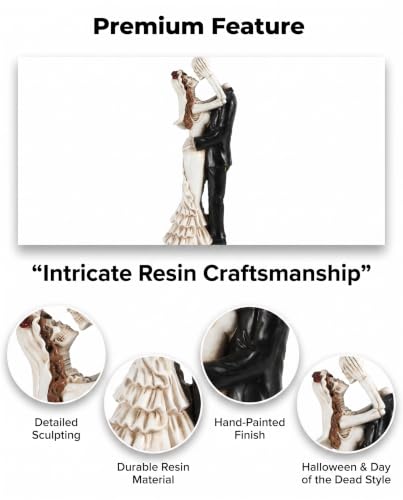 Small Dancing Skeleton Bride and Groom Figurine - Gothic Wedding Cake Topper