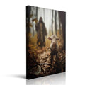 Jesus Shepherd Wall Art Canvas - Jesus Running After Lost Lamb 24x16 Inches - Christian Home Decor