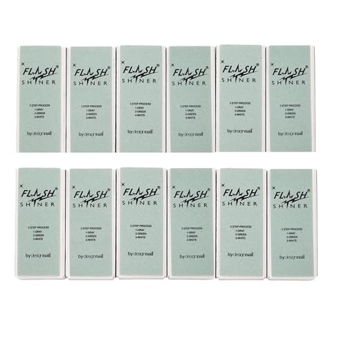 Professional 3-Way Nail Buffer Block Set - Pack of 12 for Natural Shine & Smooth Nails