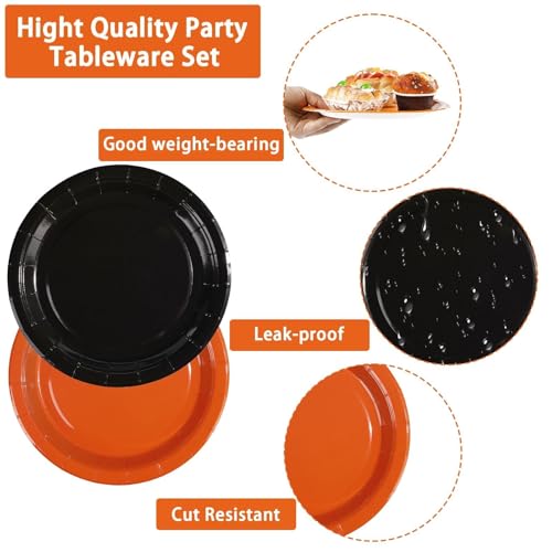 200Pcs Orange Black Halloween Birthday Party Decorations Set - Serves 50 | Variation: Orange Black Kits