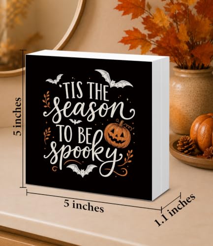 Halloween Decor Spooky Season Wooden Sign - Fall Halloween Decorations - Variation B017