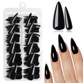 Black Long Stiletto Press On Nails Kit - 120pcs False Nails with Glue & Tools