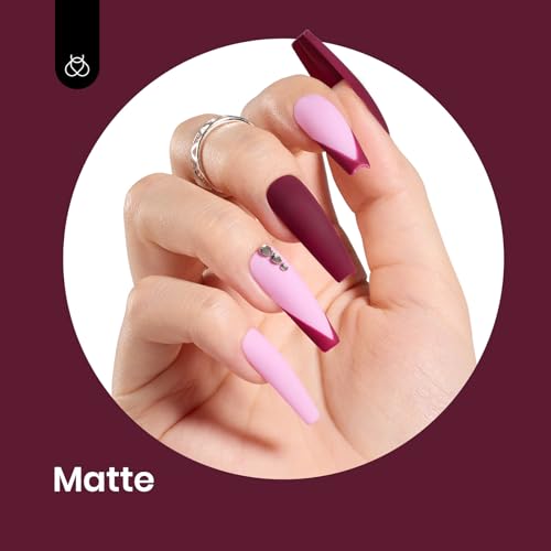 Dark Red Gel Nail Polish - Mellow Plum, 15ML Cherry Color, Easy DIY Manicure - Variation C