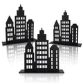 3pcs Wooden Skyscraper Party Decorations Black - Urban Skyline Centerpieces