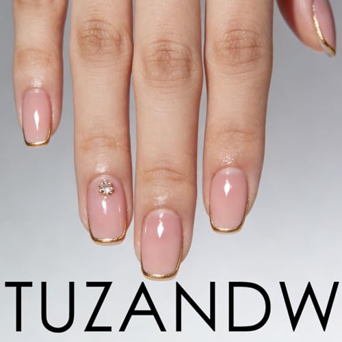 Fall Maple Press On Nails Short Square Glitter Leaves Design - Autumn Nails for Women - 24Pcs