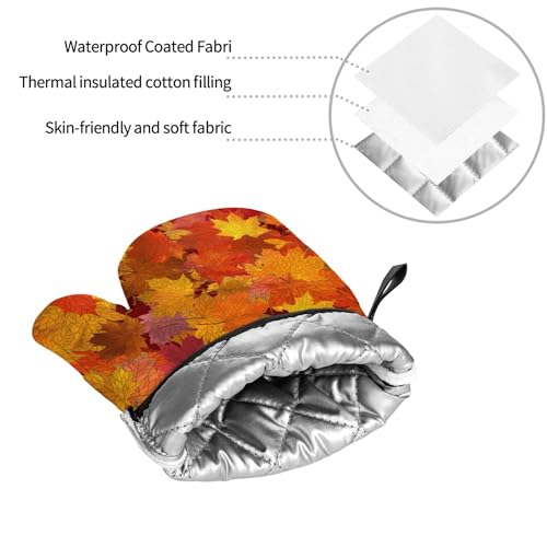 Fall Leaf Oven Mitts and Pot Holders Set - Heat Resistant Kitchen Accessories