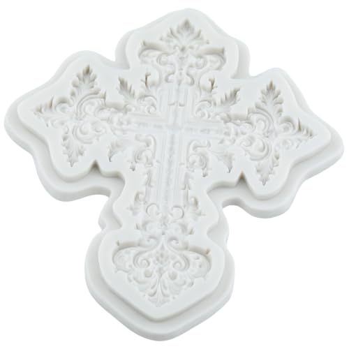 Cross Silicone Mold for Cake Decorating - Style C - Baroque Lace Cross