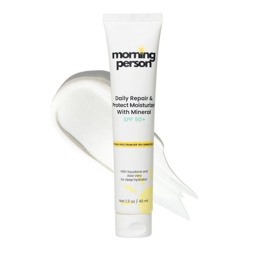 Skiennix Daily Repair & Protect Moisturizer - Mineral Sunscreen Face SPF 50+ with Squalane & Aloe Vera for Deep Moisture | UVA/UVB & Blue Light Protection, No White Cast, Reef Safe, Vegan