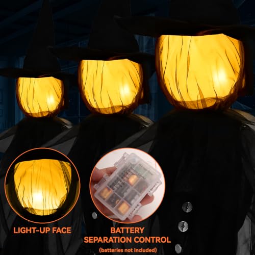 Halloween Decorations Outdoor Glowing Witches Set of 3 - 4.9 Ft Black Halloween Yard Decor