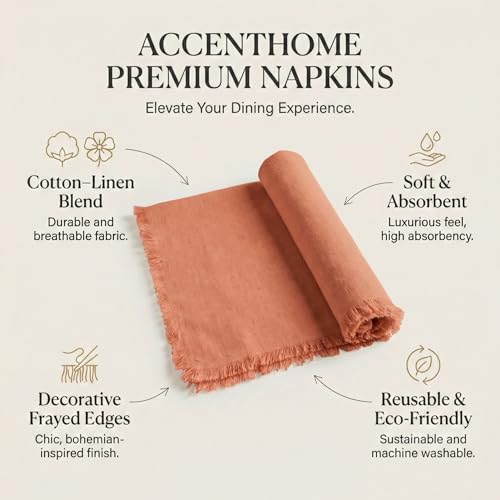 18x18 Inch Linen Cloth Napkins Set of 12 - Rust Accent Home