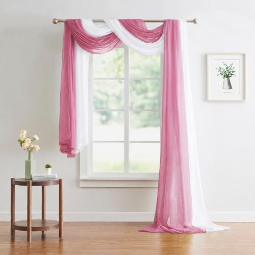 Blush Pink Sheer Window Scarf - 55W x 144L Elegant Light Curtain - Warm Home Designs