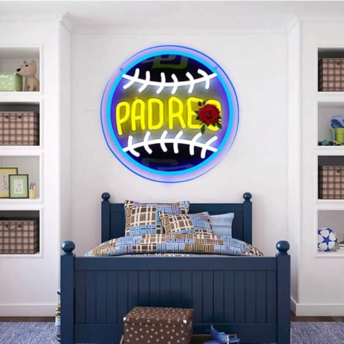 Baseball Neon Sign LED Wall Light for Man Cave Bedroom Garage - Dimmable USB Powered