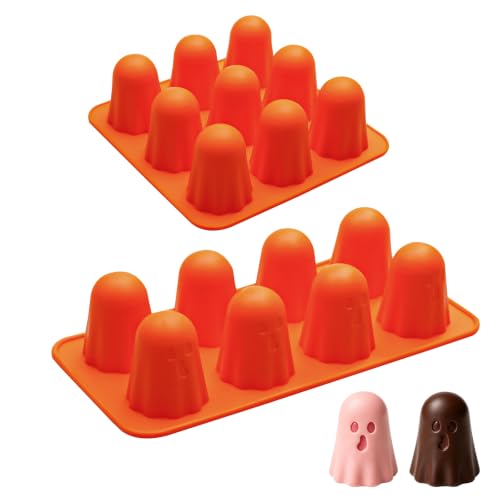 Halloween Ghost Silicone Mold Set - Orange Ghosts for Candy and Baking