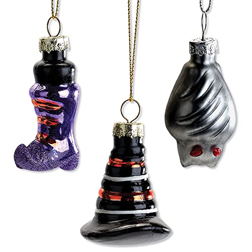 Halloween Glass Ornaments Set - 12 Hand Painted Holiday Decorations, Witch, Ghost & Jack O Lantern - Variation of THIS listing
