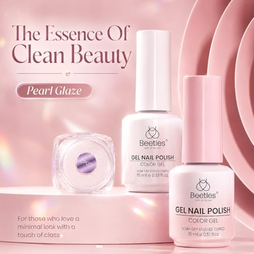 Beetles French Manicure Kit - Pearl Glaze Milky White & Pink Gel Polish - Variation Q