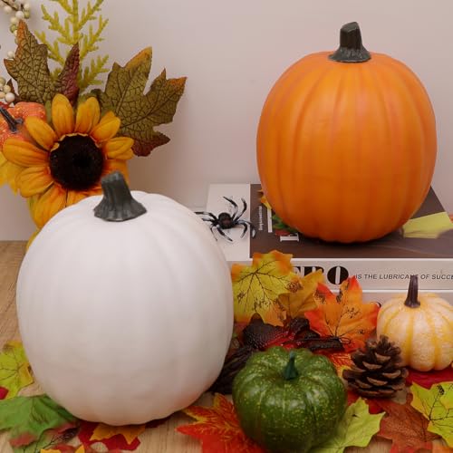 Orange Foam Pumpkin Decor 6.7 Inch Fake Pumpkin for Fall Halloween Thanksgiving