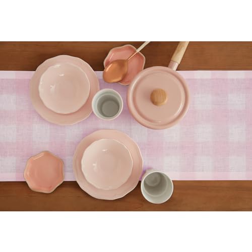 Marshmellow Pink Linen Table Runner 14x72 Inches - Buffalo Check, Handcrafted