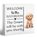 Funny Dog Sign Cavapoo Bathroom Decor - Welcome to The Bathroom Wooden Box Sign - Cavapoo Variation