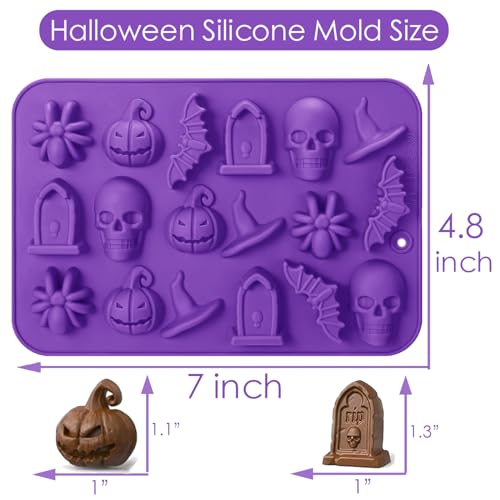 Halloween Silicone Mold Set for Chocolate Gummy Candy Soap and Wax Melts - 3 Pcs
