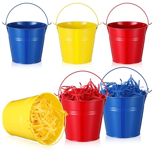 Hero Themed Party Table Decorations Mini Buckets with Raffia Set