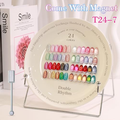 Cat Eye Gel Nail Polish Set - Silver, 28-Pieces, Magnetic Effect, Same Bottle