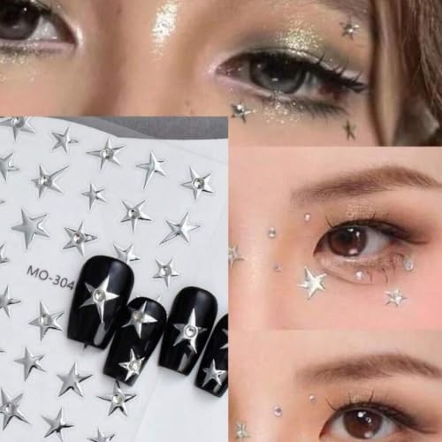 Face Gems with Star Stickers - Self-Adhesive Rhinestone Face Jewelry for Raves & Parties