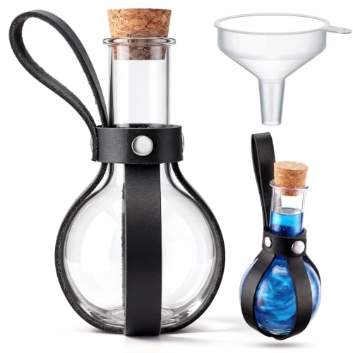 Plastic Potion Bottle with Cork and Belt - Halloween Decor, 3 oz, Black