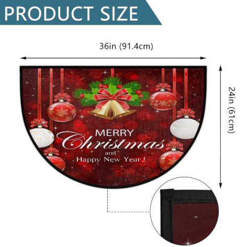 Christmas Half Moon Doormat with Bells - Red & Gold Holiday Welcome Mat – Variation Z:christmas 1