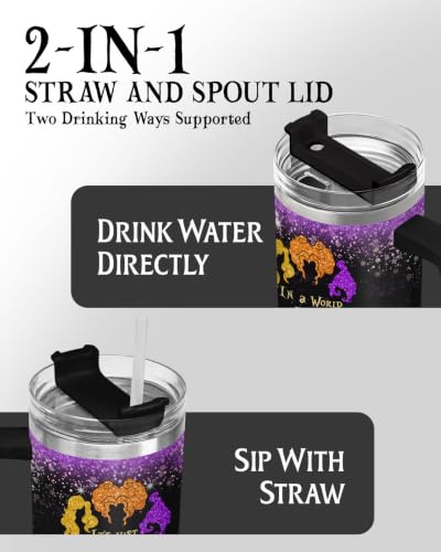 Three Witches 2 Glitter Tumbler with Handle - Halloween Spooky Lover Gift 40oz