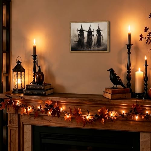 Dark Gothic Witch Wall Art Canvas Print - Framed Halloween Decor 8x10in - Variation of The Witch Framed