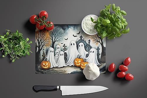 Halloween Ghosts Glass Cutting Board Large - Decorative Tempered Kitchen Board with Variation Ghosts 2281