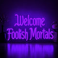 Purple Welcome Foolish Mortals Neon Sign Gothic Haunted House LED Lights - Dimmable USB