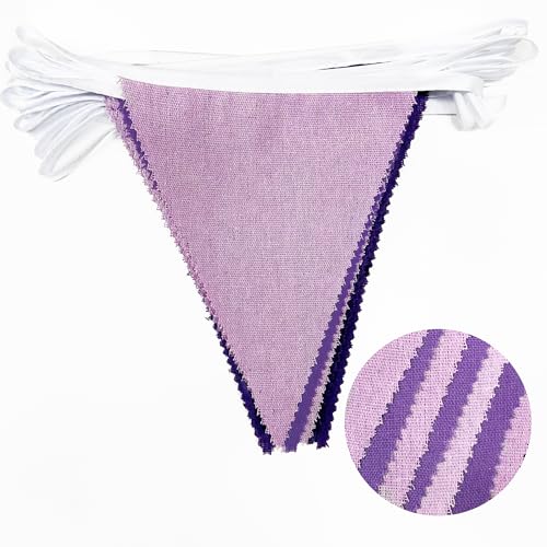 Purple Burlap Banner Triangle Flags - 46Ft Party Garland for Wedding and Celebration - Variation: Purple