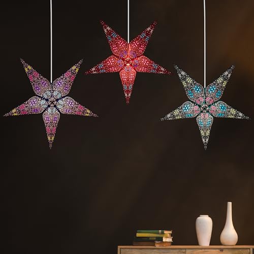 Paper Star Lanterns Set of 3 - 24 Inch Christmas & Holiday Hanging Decorations
