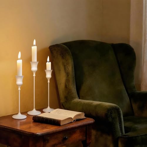 White Candlestick Holders Set of 6 Tall Taper Candle Holders for Home Decor