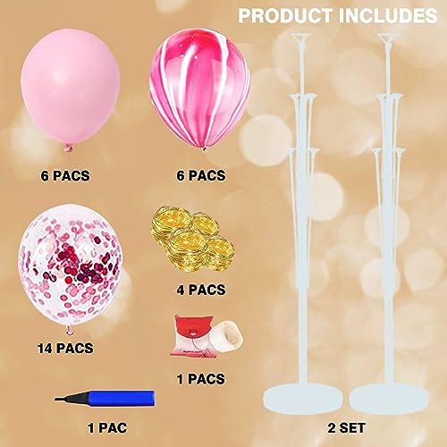 Balloon Arch Stand Kit with LED String Lights and 26 Balloons for Party Decorations