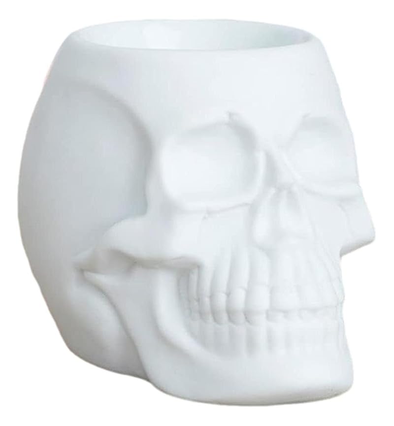 White Skull Wax Melter & Candle Warmer - Gothic Ceramic Oil Burner with Votive Holder