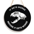 Gothic Skeleton Wood Sign Decor - Halloween Wall Art for Front Door - Variation Gothic22