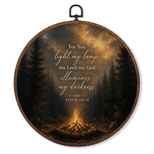 MOTERMATE Christian Moody Forest Wall Art Decor - Fire Variation 10x10 Inch Round Canvas