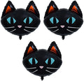 Black Cat Foil Balloons - Halloween & Party Decorations, 3-Pack