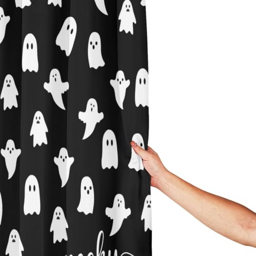 Ghost Halloween Shower Curtain - Spooky Ghost Pumpkin Bathroom Waterproof Fabric 72x72 Inches with Hooks - Variation Ghost-a